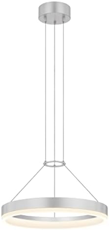 Sonneman Corona 16 Inch Dimmable LED Ring Pendant Light for Overhead Kitchen Island, Dining Room or Living Room, Bright Satin Aluminum