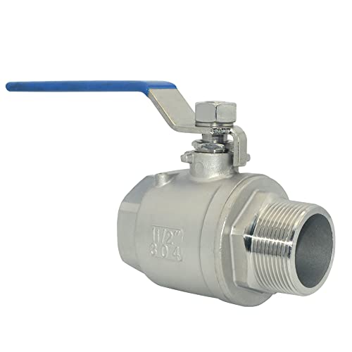 VARMHUS Full Port Ball Valve S304 Stainless Steel 304 Heavy Duty for Water, Oil, and Gas,1000WOG (1-1/2