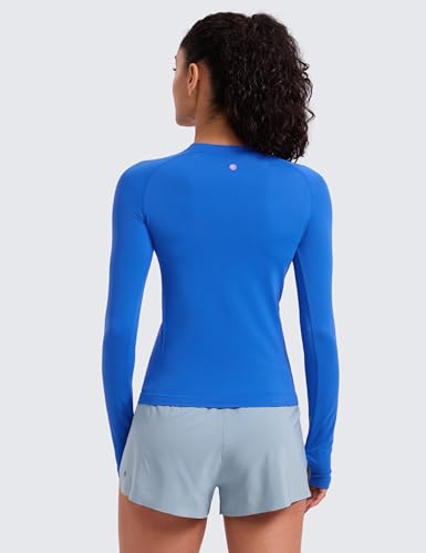 Image of CRZ YOGA Seamless Top Waist Length | Training, Chafe-Free, Slim Fit, Raglan Sleeves, Mesh Vents, Workout, Long Sleeve Shirts for Women
