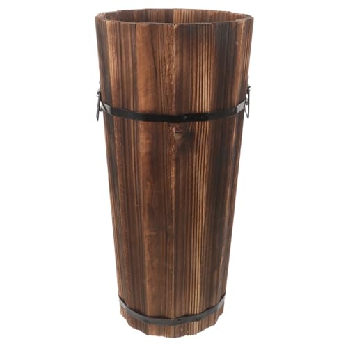 ABOOFAN Wooden Umbrella Stand Holder Umbrella Bucket Rack for Entryway Freestanding Canes Walking Sticks Holder Tall Wooden Planter Barrel, 42.00X21.00X21.00CM, brown
