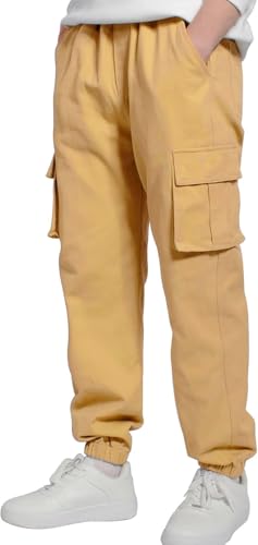 Image of ADBUCKS Boys' Cotton Cargo Joggers - Soft, Casual Pants with Pockets II Boy's Relaxed Cargo Joggers Pants for Boy