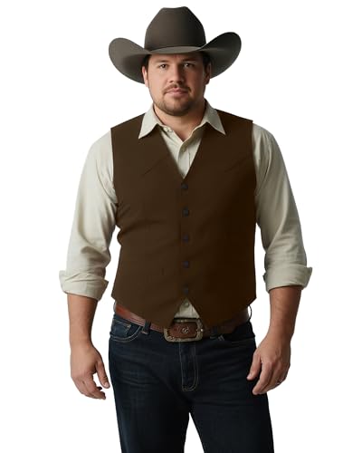 Men's Suede Leather Vest, Big and Tall Western Cowboy Waistcoat Suit Vest