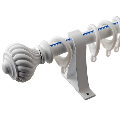 Barra de cortina vintage ajustable de 22 mm, 100 a 300 cm, diseño rústico envejecido, acabado blanco, perfecto para decoración del hogar, fácil instalación, juego de 240 cm (120 cm x 2)