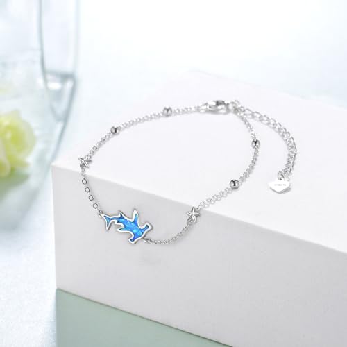 Hammerhead Shark/Starfish/Octopus Sterling Silver Shark Bracelet for Women - Cute Ocean Animal Jewelry for Women2