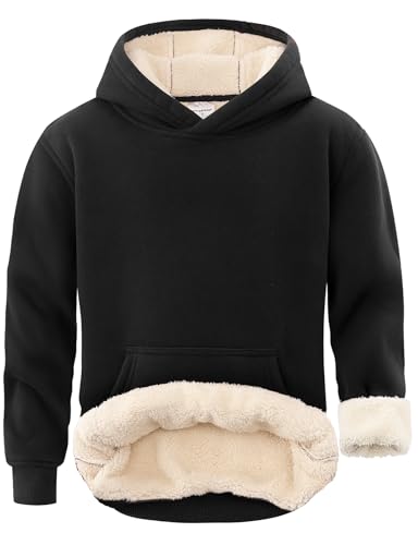 Spring&Gege Boys Girls Fleece Sherpa Lined Hoodie Kids Winter Warm Pullover Hooded Sweatshirts