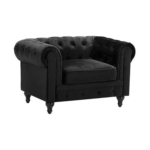 Fauteuil Chesterfield Velours Noir - Beliani Cover