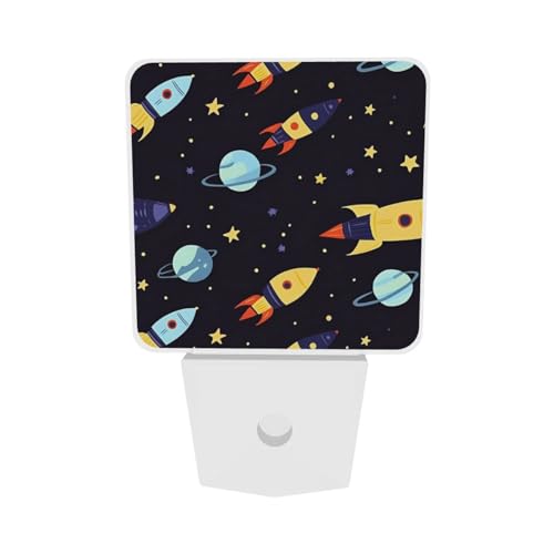 Image of Plane Cartoon LED Plug-in Night Light 2-Pack, Auto Sensor Nightlights Set of 2 for Bedroom Bathroom Corridors