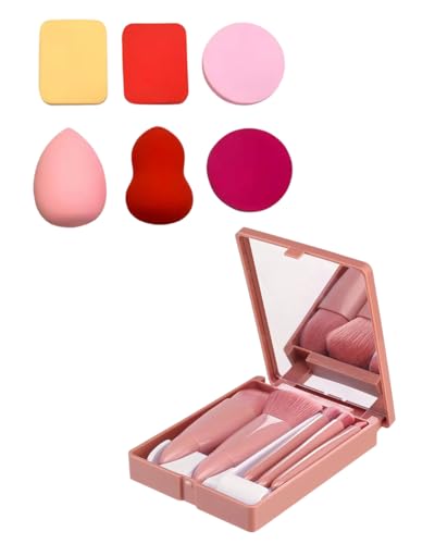 Kit de Maquiagem Completo com Estojo, Espelho, 6 Pincéis e 6 Esponjas – Ideal para Presente e Uso Diário