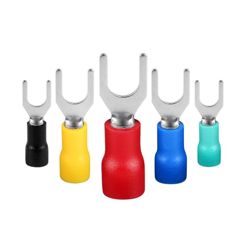 DVNXDPXJ 100pcs SV Bifurcated Pre-Insulated Crimp Connector Pressed Terminal SV5.5-8 Cable Fork Spade Wire Pin End AWG22-10 Copper (Color : SV3.5-6)