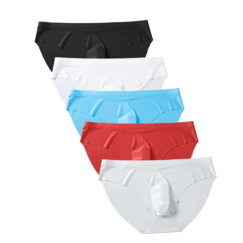 Men's Summer Ultra Thin Transparent Pouch Sexy Tagless Underwear Ice Silk Briefs