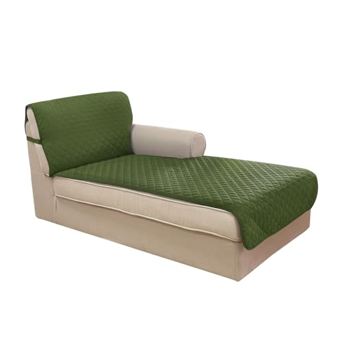 U-NICE HOME Funda de sofá modular para perros, funda de sofá reversible, funda protectora de muebles para mascotas con correa elástica ajustable (chaise lounge, verde cazador/salvia)