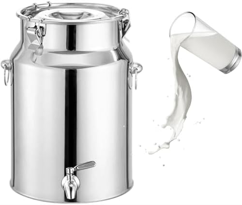 5L Stainless Steel Olive Oil Dispenser with Tap & 10-Inch Milk Jug - 9L Sealed Lid Kitchen Storage & Serving Solution for Cooking, Food Prep & Oil Dispensing