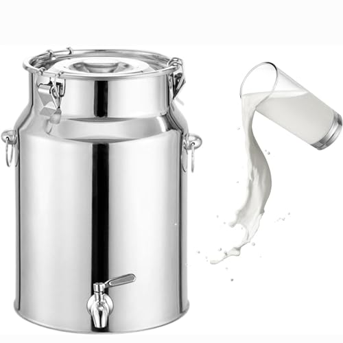 Jarra de leche de acero inoxidable con grifo, transporte de líquidos a prueba de fugas para almacenamiento de lácteos, vino y bebidas