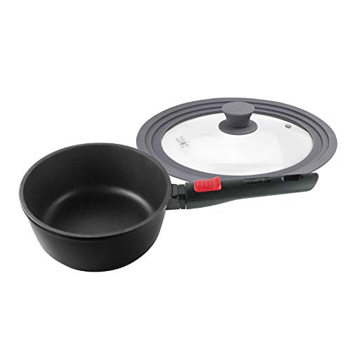 Cleverona Essential Nonstick 3 Quart Sauce Pan with SecureSnap Detachable Handle and Medium Clever Lid - Dark Grey