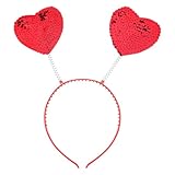 Lurrose Heart Headband Red Sequin Love-shaped Head Boppers Party Hair Accessoires for Holiday Festival