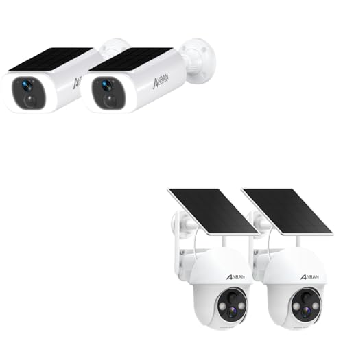 ANRAN 2K Solar Security Camera Wireless Outdoor,C3 2-Cam Pack & 2K Security Camera Wireless Outdoor, Q01 2 Packs