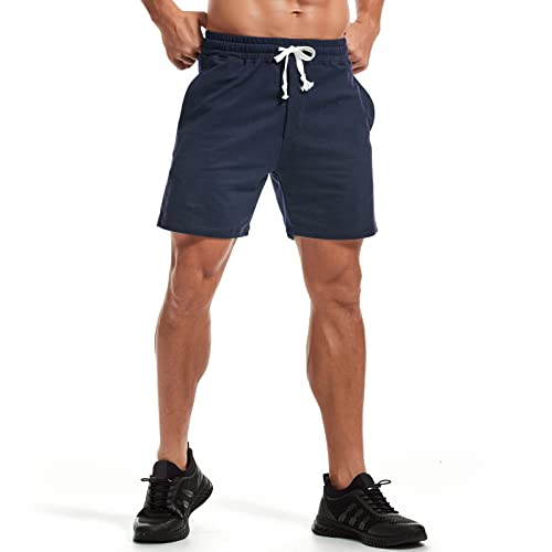 Image of AMY COULEE Mens Athletic Workout Shorts 5.5 inch Cotton Casual Shorts Elastic Waist Joggers Sports Sweat Shorts