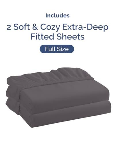Image of CGK Linens 2 Pack Extra Deep Full Fitted Sheets - Dark Grey