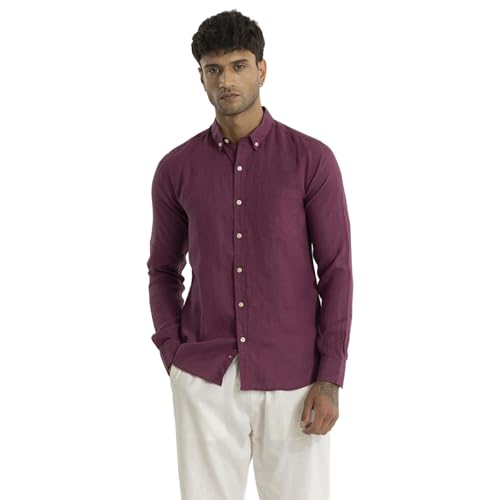 Image of SNITCH Aurelio Magenta Plain Linen Shirts
