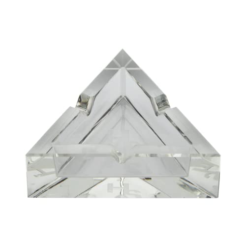 Higher Standards Elegant Crystal Glass Ashtray - 6.5"L X 2.5"W X 6.5"H Triangular, Aesthetic Design For Indoor And Outdoor Use - Premium Quality, Easy To Clean #TOP3