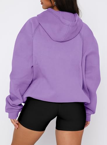 onlypuff Women Pullover Sweatshirt Long Sleeve Hoodies Kangaroo Pocket Fleece Basic Sweater