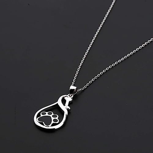 Dog Paw Necklace Dog Mom Gift Puppy Dog Cat Pet Paw Print Pendent Necklace Dog Remembrance Pet Loss Memorial Gift for Dog Mom Cat Mom (footprint N) - Image 2