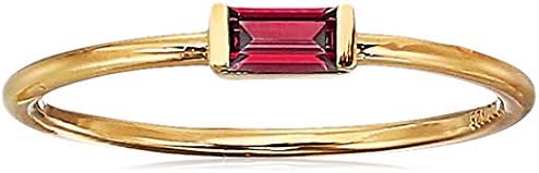 Amazon Collection 18K Yellow Gold Plated Sterling Silver Created Ruby July Fashion Stackable Ring, Size 8