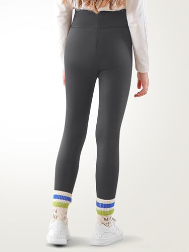 Girls Fleece Lined Leggings Thermal Full Length Pants Winter Warm Stretchy Athletic Leggings for Kids 4-15 Years3