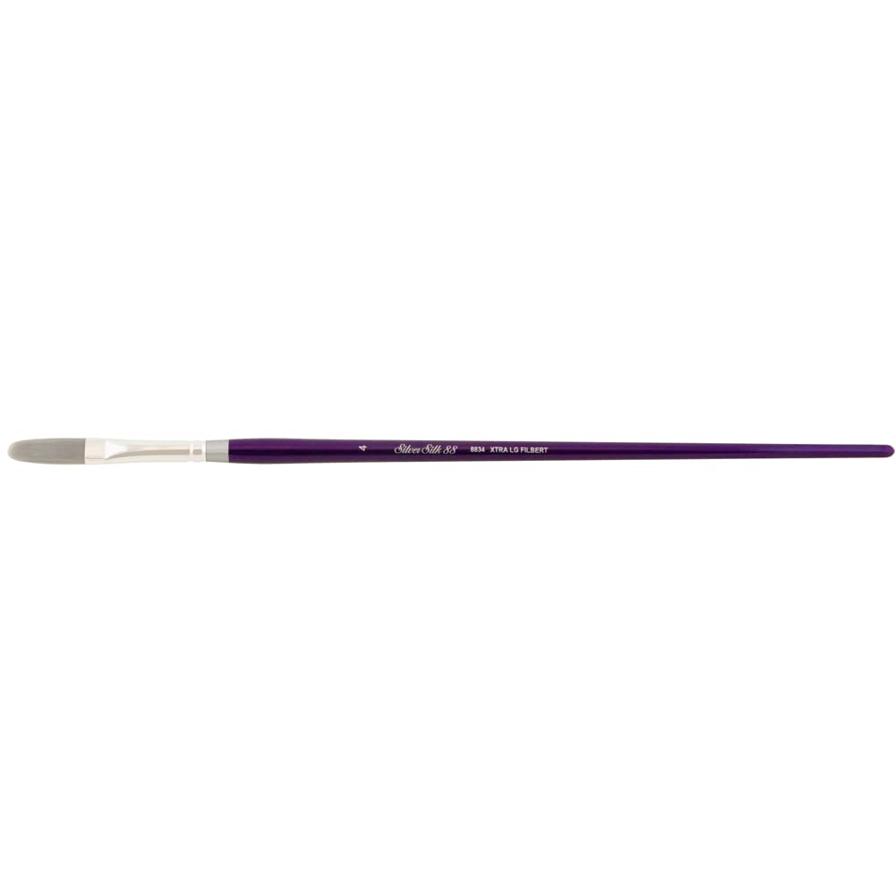 Silver Brush Limited Silver Silk 88 Xtra Long Filbert Paintbrush, Size 4