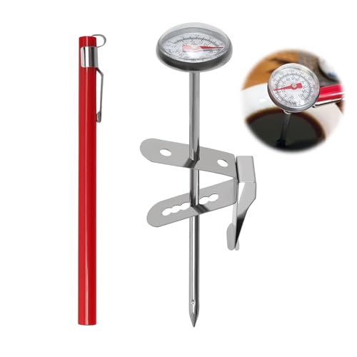Thermometre de Cuisine en Acier Inoxydable, Thermomètre à Sonde de 120 mm avec Clip, Thermomètre de Cuisson pour Viande, Four, Pâtisserie et Barbecue