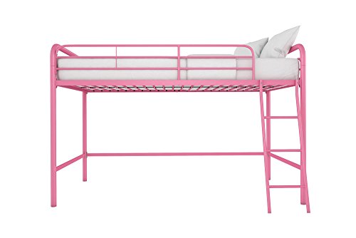 DHP Jett Junior Twin Metal Loft Bed, Pink
