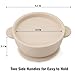 PandaEar 3 Pack Baby Bowls with Suction| Leak-Proof Stay Put Silicone Food Bowl with Lids for Babies Kids Toddlers Infants| Food Grade Soft Safe BPA-Free Silicone (Linen Brown Tan)