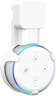 SPORTLINK Socket Wall Mount Hanger for Dot 3rd Gen (Not Compatible with Dot 2nd Generation), Compact Bracket Case Plug in Kitchen Bathroom Bedroom, Built-in Cable Management (White)