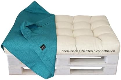 LILENO HOME Palettenkissen Bezug Aqua - Ersatzbezug für Sitzteil 120 x 80 x | 16-20 cm - Polster Bezug für Europaletten - Palettenkissen Outdoor Hülle für Palettenmöbel
