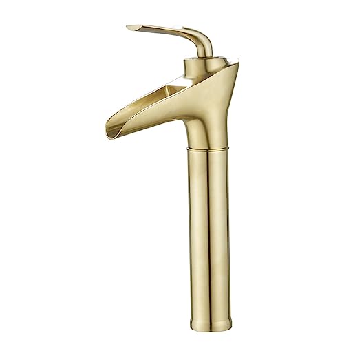 Robinet cascade salle de bain MOCHAMIK monotrou en or brossé pour lavabo