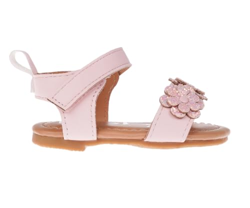 bebe Girl's Infant Flat Shoes - Flats with Metallic Shimmer, Glitter and Rhinestone For Infants, Light Pink 2, 2