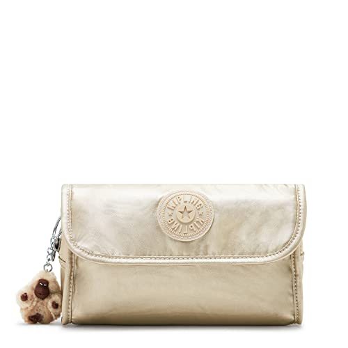 Kipling Bolsa de cosméticos feminina Daisee Gm, Ouro estrelado metálico, 8''L x 4.25''H x 4''D
