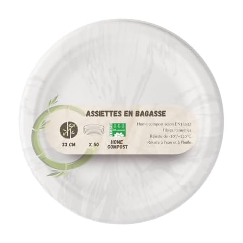 Assiettes en bagasse 23cm Générique Cover