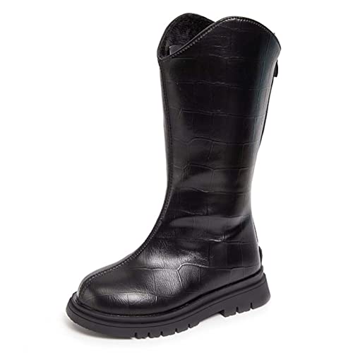 JOEupin Toddler Girls Mid Calf Boots Back Zipper Riding Shoes