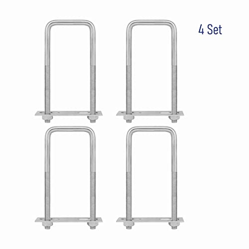 Image of 4 Sets 304 Stainless Steel Square U-Bolts 1-3 /8 inch(35mm) Inner Width, 3.35 inch(85mm) Length Stainless M8 with Nuts, Frame Plate, Accessories for Automobiles Trailer, Boat Trailer Industrial Parts
