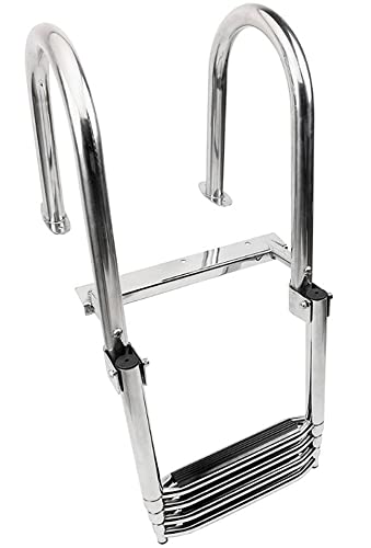Escalera telescópica de 4 peldaños para bote de acero inoxidable miniatura 2