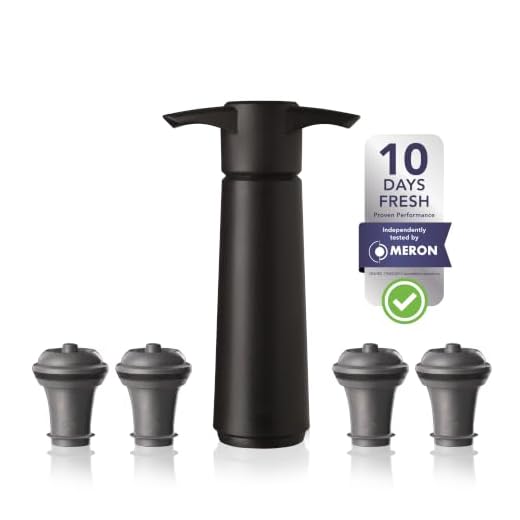 Vacu Vin Wine Saver Pump with Vacuum Bottle Stoppers (Black)