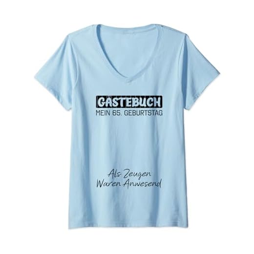 Mujer Gästebuch Mein 65. Geburtstag Libro de visitas Firma Camiseta Cuello V