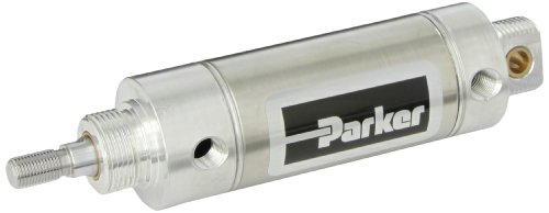 Parker .44DXPSR02.0 Stainless Steel Air Cylinder, Round Body, Double Acting, Pivot & Nose Mount w/o Pivot Pin, Non-cushioned, 7/16 inches Bore, 2 inches Stroke, 3/16 inches Rod OD, #10 UNF Port