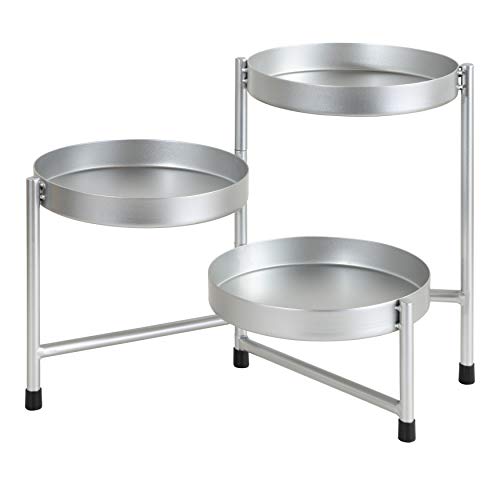 Image of Kate and Laurel Finn Modern Tri-Level Plant Stand, 7.25 x 7.25 x 10, Silver, Indoor Multi-Tiered Plant Stand for Tabletop