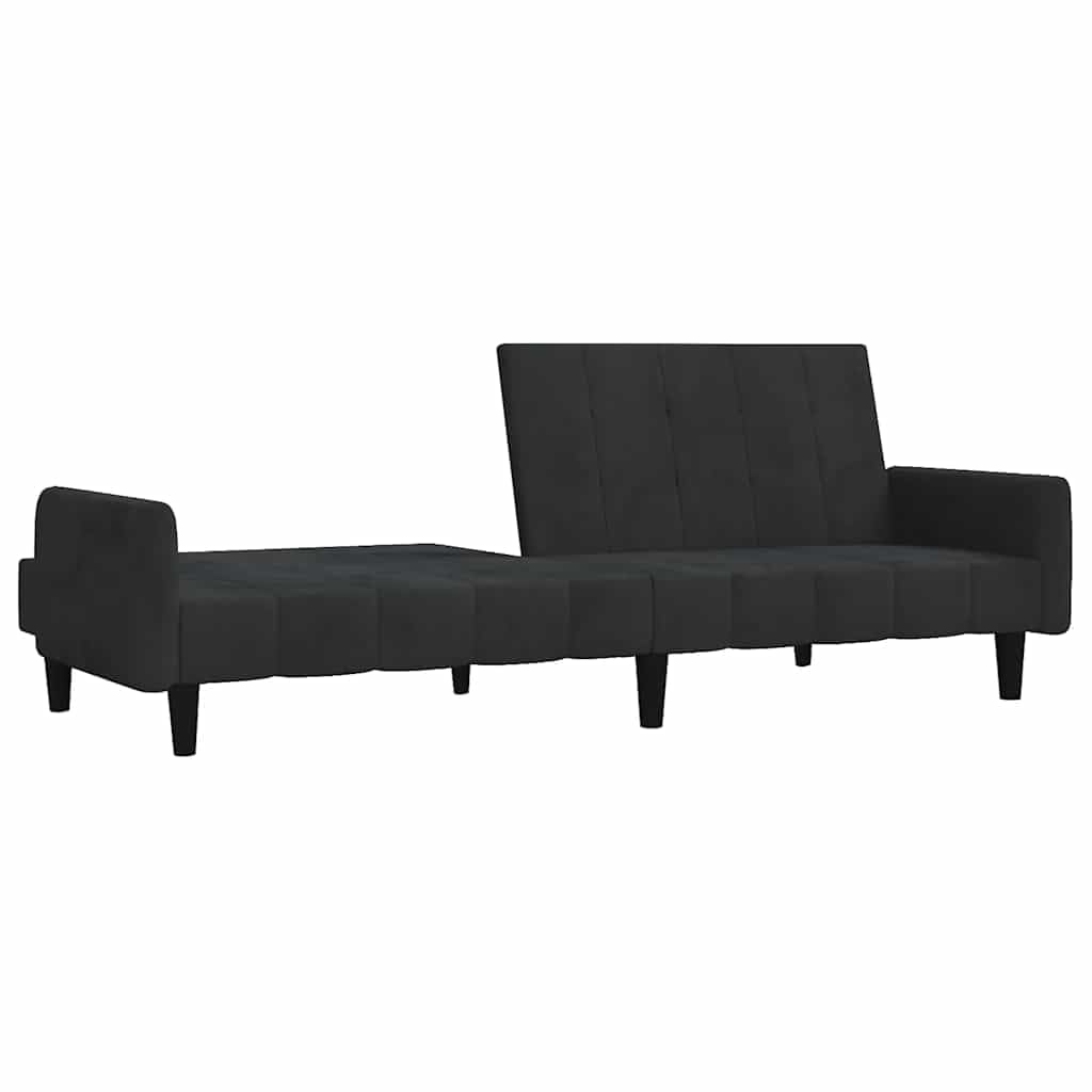 Sofa z funkcją spania 2-osobowa, czarna, aksamitna, z miejscem do przechowywania, 220 x 84,5 x 69 cm, funkcja 2 w 1, stabilna drewniana rama, wygodna tapicerka, nadaje się do salonu, pokoju