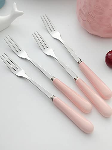 Fourchette de dessert en acier et base céramique verte pour gâteau - 7