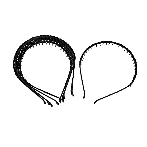 AUEAR, 10 Pcs Vintage Metal Headband with Teeth Ribbon Wrapped Teeth Comb Hair Hoop Hairband for Women Girls (Black Color)