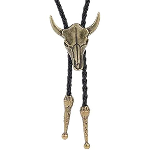 COOLLA Bolo tie- Handmade Bull Western Cowboy Black Vintage Turquoise Pendant for Women,Men (Bronze) Cover