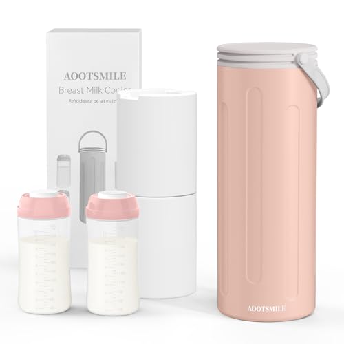 Image of Portable Breast Milk Cooler for Travel, 22oz Large Capacity Breastmilk Chiller for Working Moms, 360° Cooling Keeps Milk Chilled 24 Hours, Includes 2 Baby Bottles, Breastfeeding Essentials